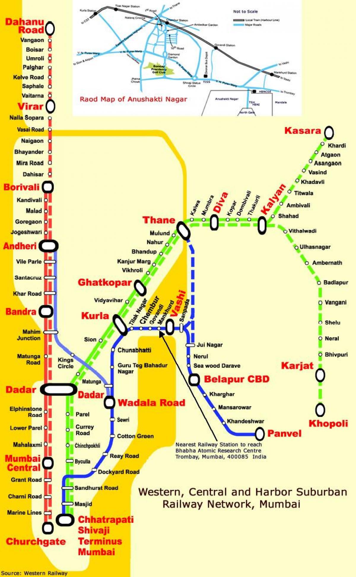 Mumbai central line stasiun peta