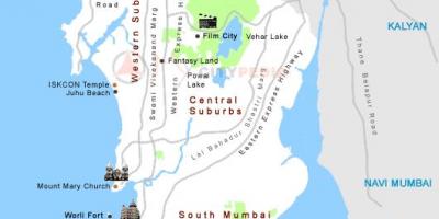 Peta dari Mumbai tempat-tempat wisata
